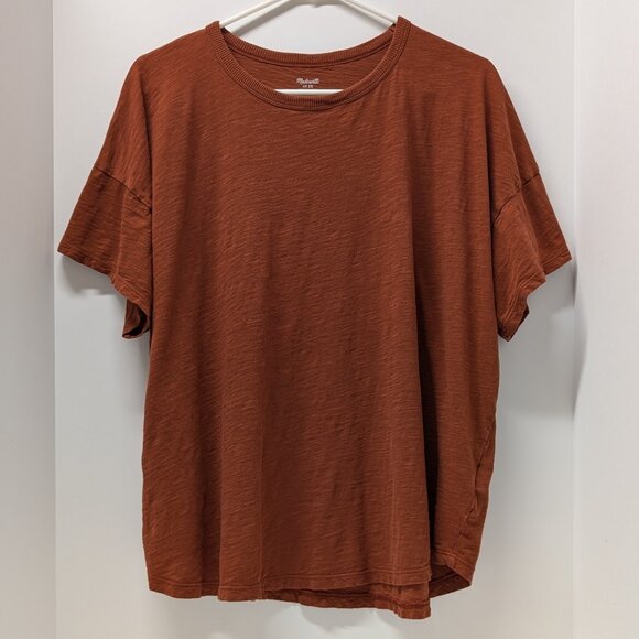 Madewell Whisper Crew Neck Tee in Rust/Burnt Orange - Picture 1 of 12